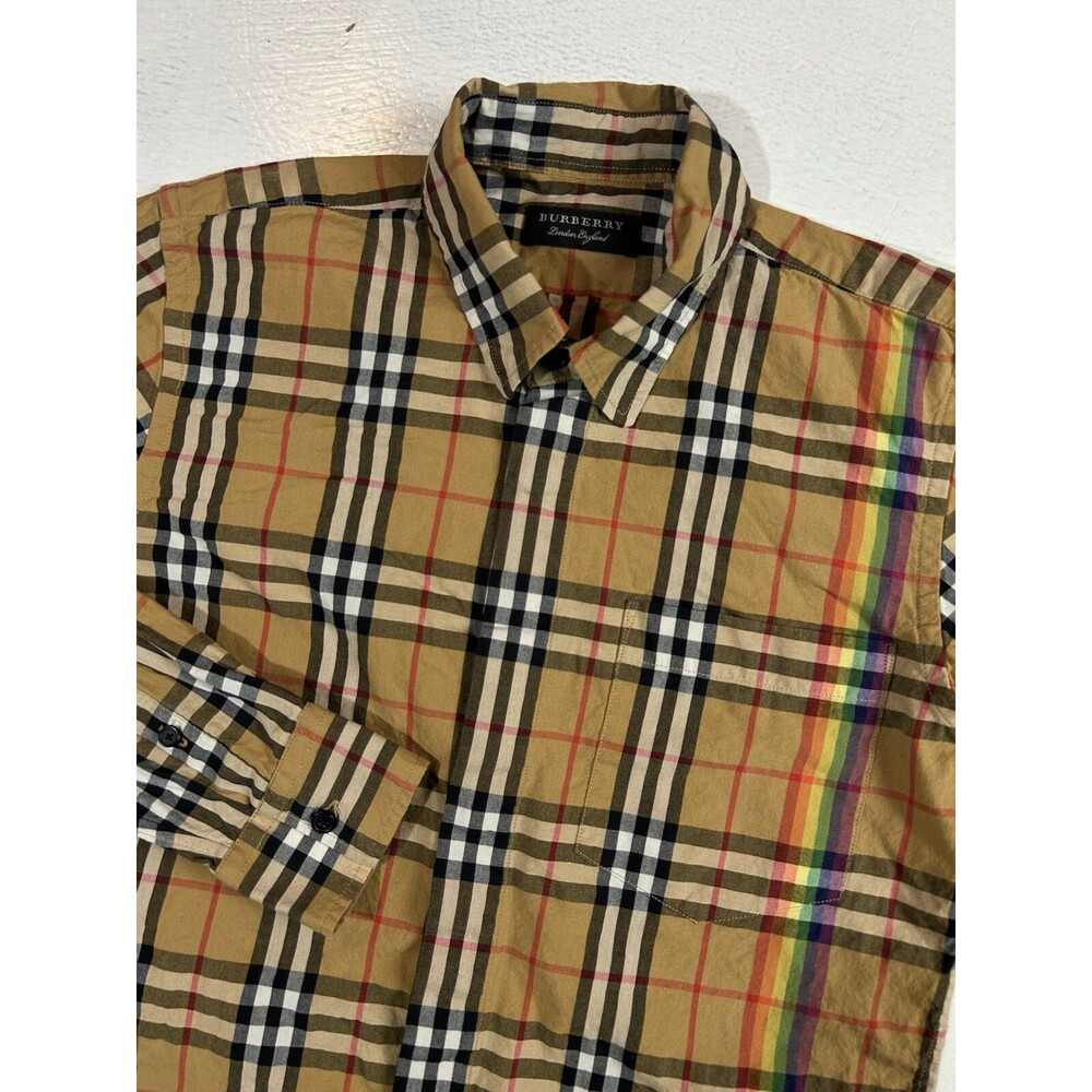 Burberry Tan Checkered Men's Shirt